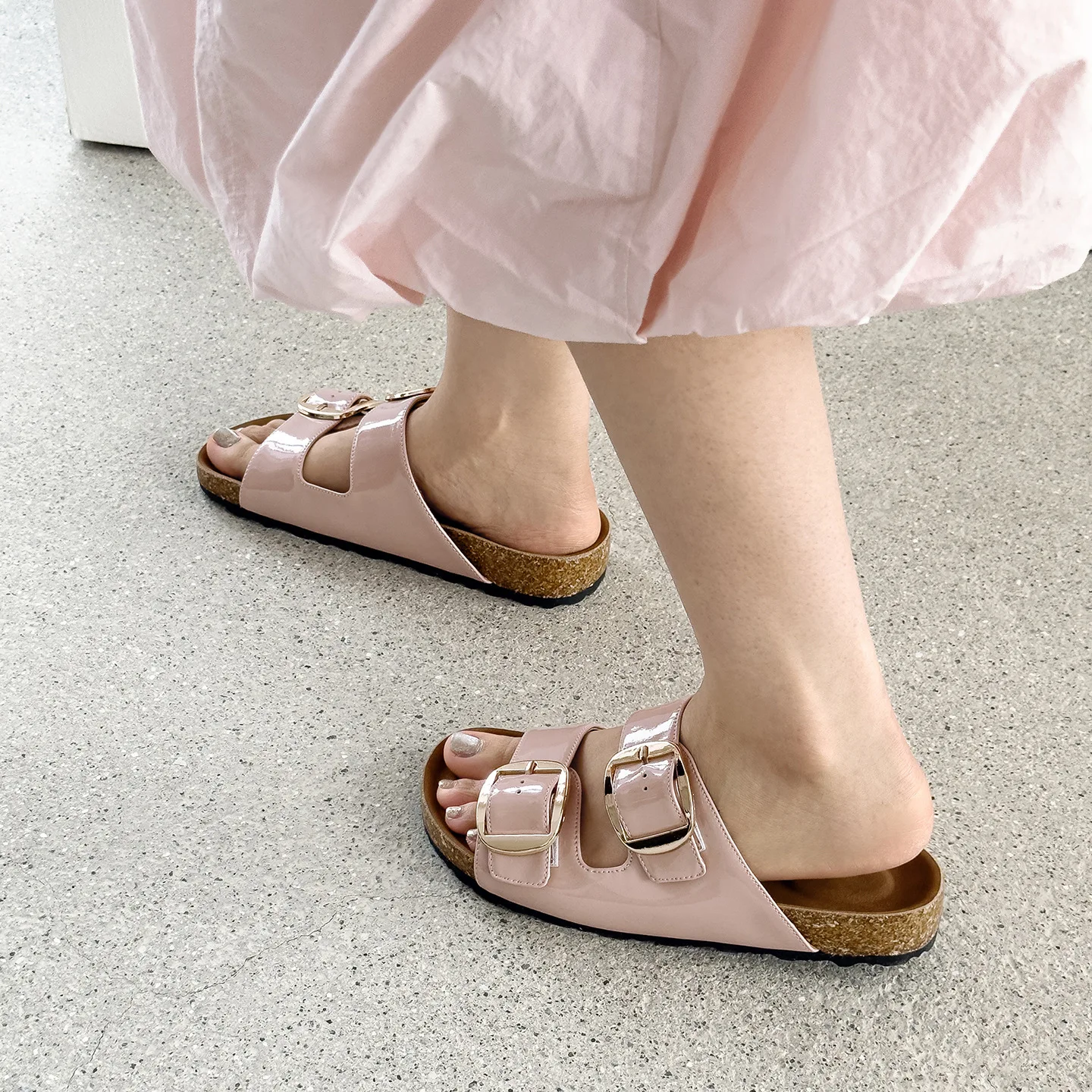 Genuine Leather Casual Sandals Women Orange Black Cow Solid Color Double Buckle Strap Thick Sole Slippers Ladies Shoes Handmade