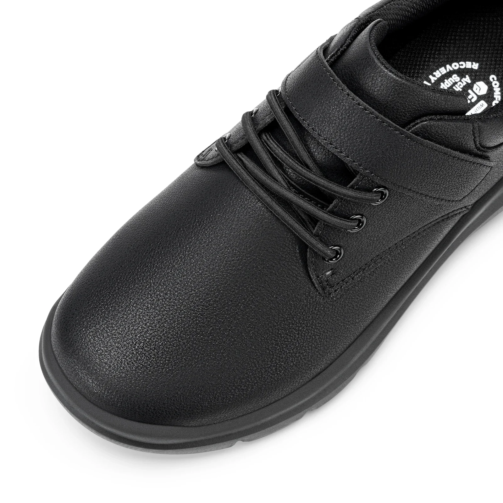 FitVille Men'S Diabetic Shoes Wide Width Leather Oxford Dress Walking Shoe Hook And Loop Orthopedic Sneakers For Swollen Foot