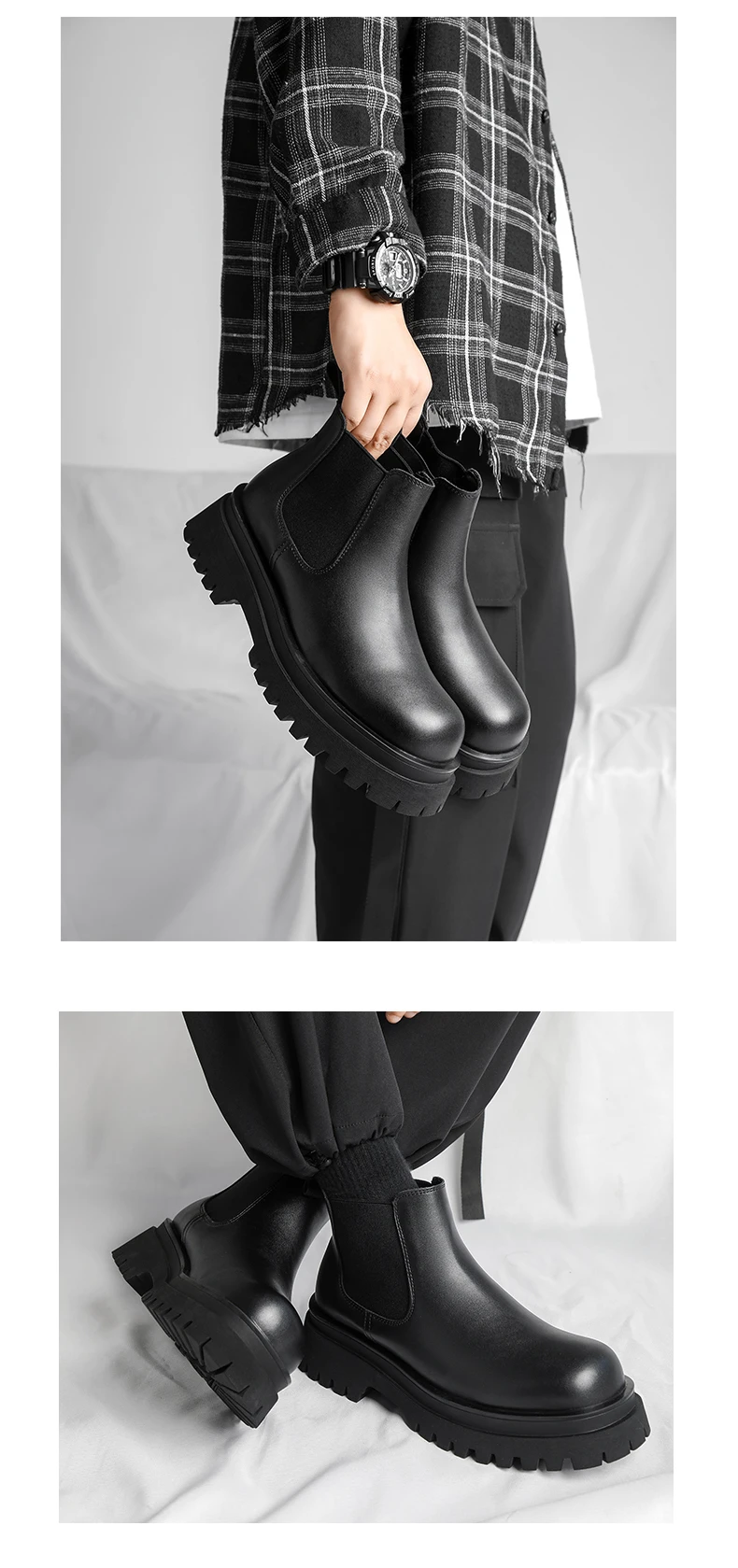 Men's Versatile Casual British Style Heightening Chelsea Boots, Paired with Trendy and Simple Ankle Boots for Outerwear.