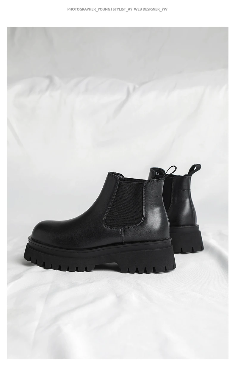 Men's Versatile Casual British Style Heightening Chelsea Boots, Paired with Trendy and Simple Ankle Boots for Outerwear.