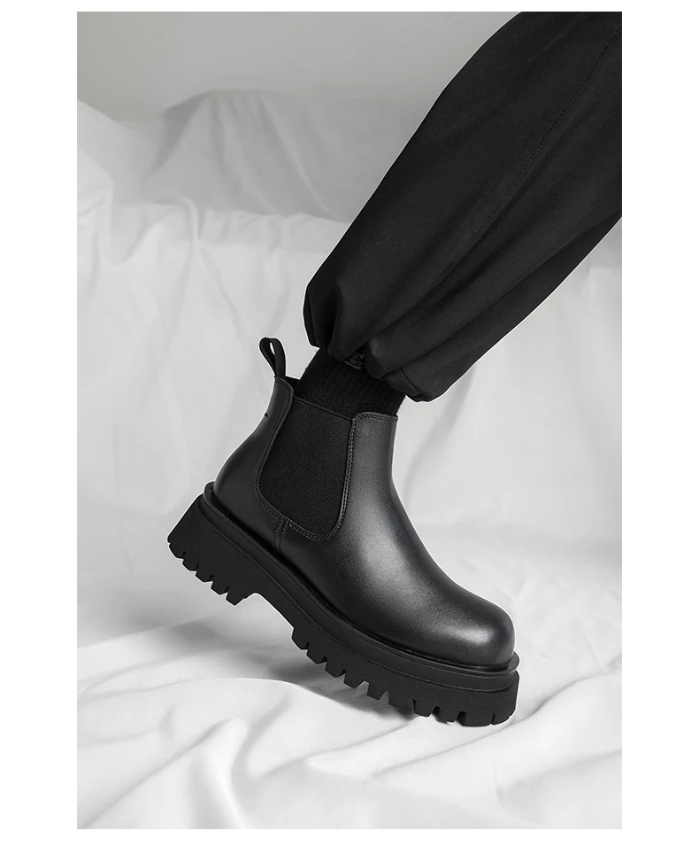 Men's Versatile Casual British Style Heightening Chelsea Boots, Paired with Trendy and Simple Ankle Boots for Outerwear.