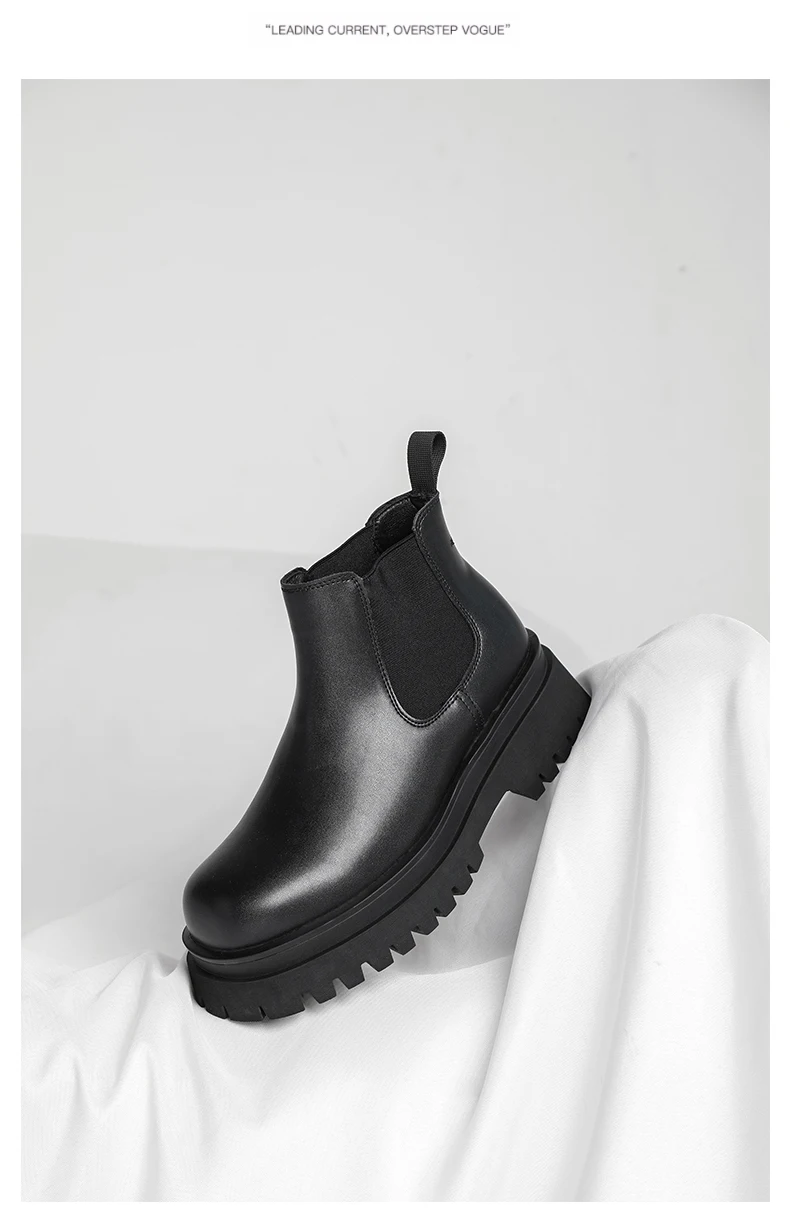 Men's Versatile Casual British Style Heightening Chelsea Boots, Paired with Trendy and Simple Ankle Boots for Outerwear.