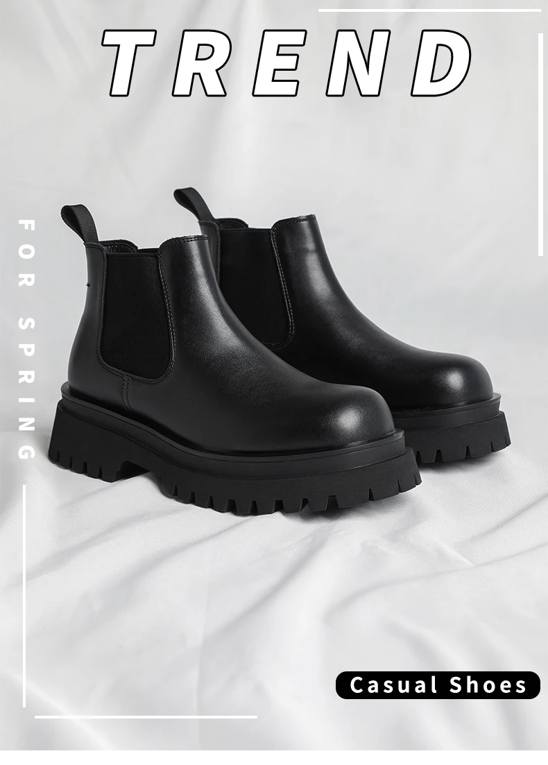 Men's Versatile Casual British Style Heightening Chelsea Boots, Paired with Trendy and Simple Ankle Boots for Outerwear.