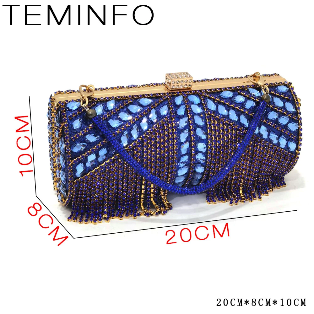 Women Purple Rhinestone Shoes Matching Bag Set Italian Design Chunky Heel Pumps Tassel Clutch Purse Nigeria Wedding Party Dress