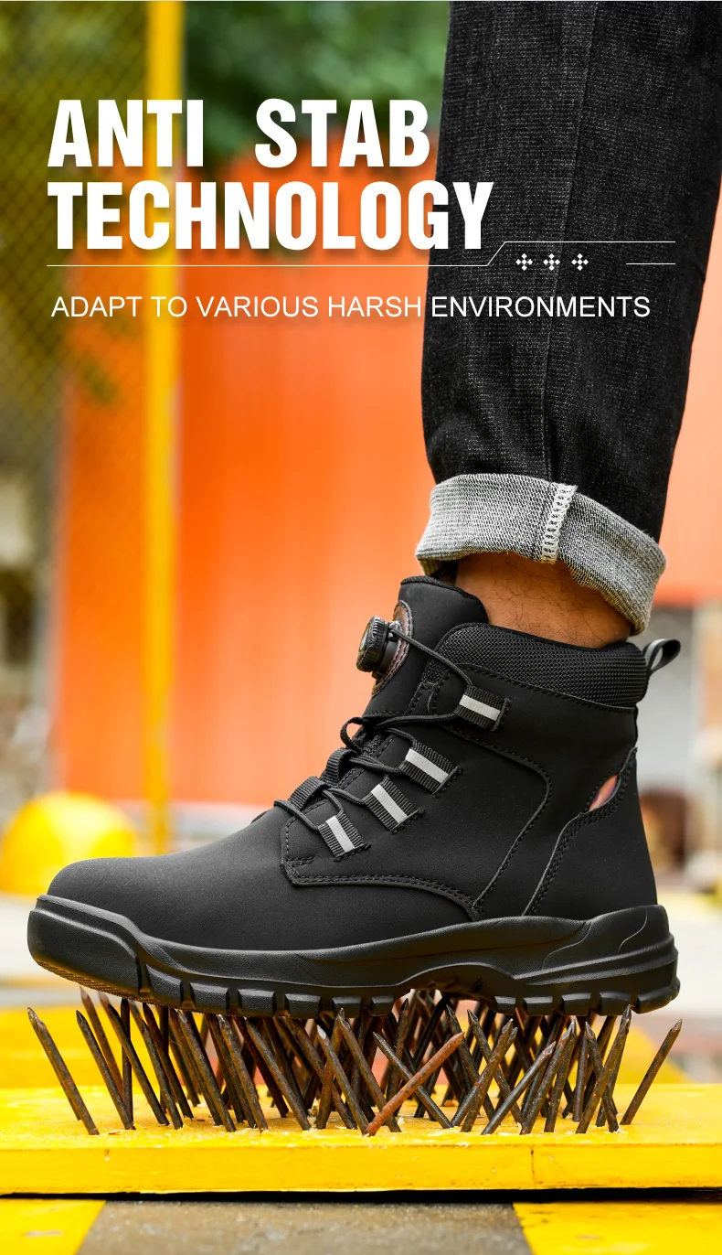 Men's Steel Toe Protective Safety Shoes, Puncture Resistant, Smash Resistant, And Slip Resistant Men's Safety Shoes, Comfortable Work Safety Shoes For Construction Sites
