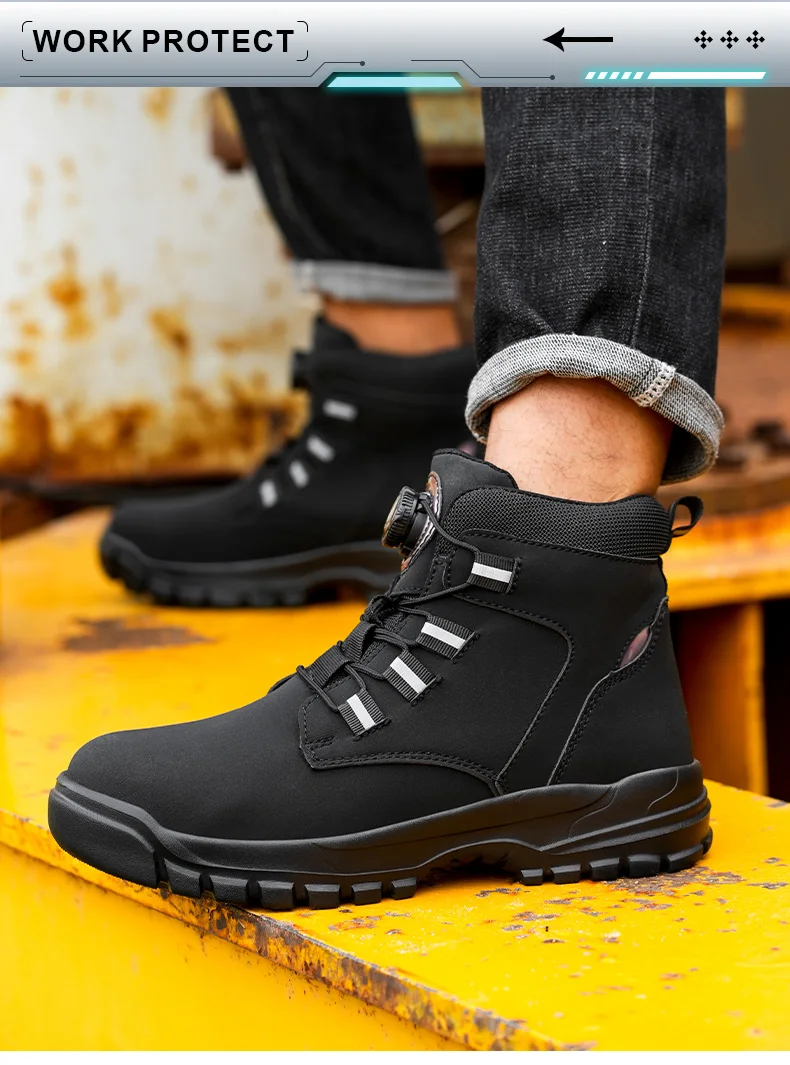 Men's Steel Toe Protective Safety Shoes, Puncture Resistant, Smash Resistant, And Slip Resistant Men's Safety Shoes, Comfortable Work Safety Shoes For Construction Sites