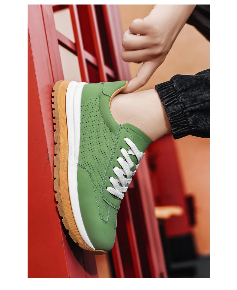 Spring Summer New Genuine Leather Leisure Style Breathable Mens Casual Shoes Round Toe Lace Up Platform Cowhide Sneakers