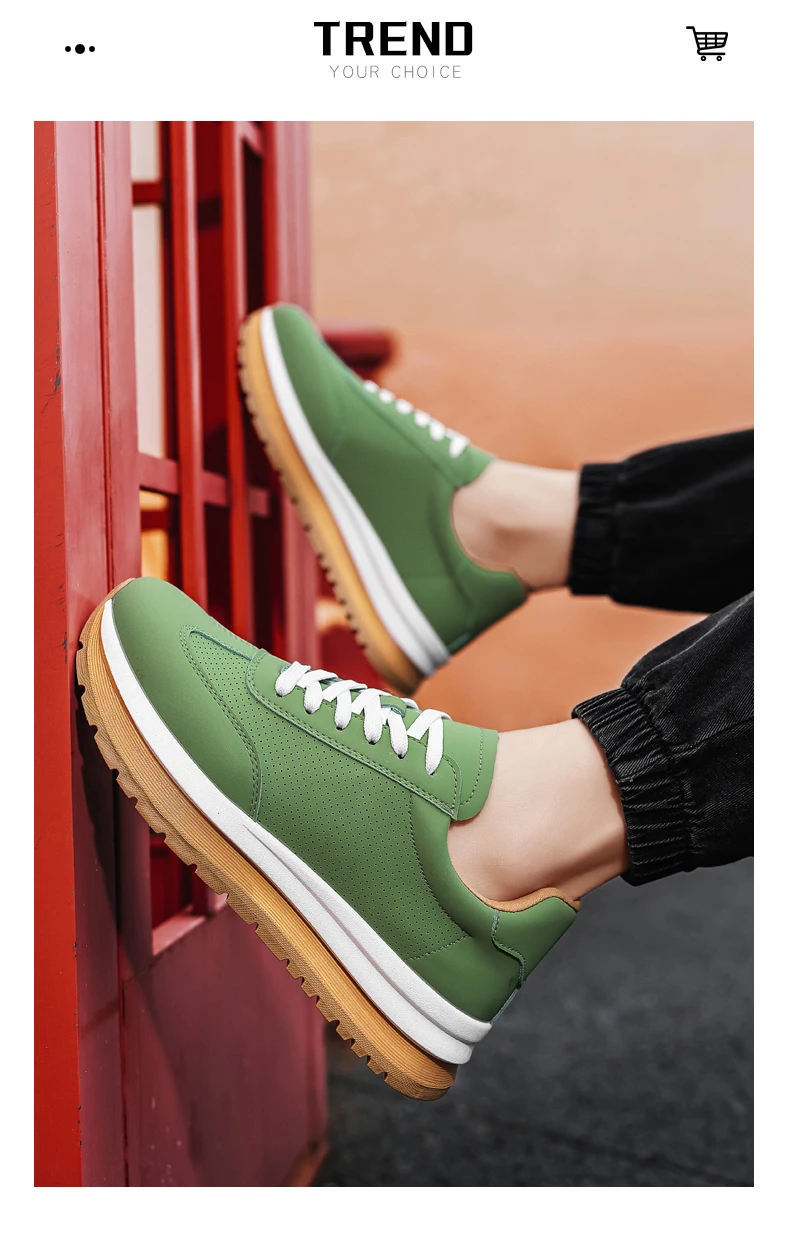 Spring Summer New Genuine Leather Leisure Style Breathable Mens Casual Shoes Round Toe Lace Up Platform Cowhide Sneakers