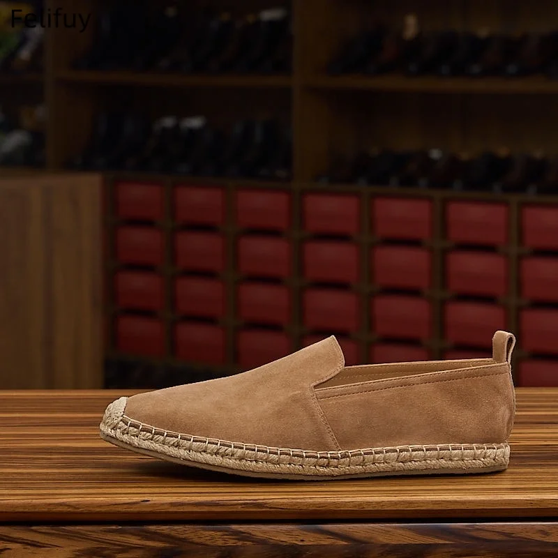 Fashion Men's Fisherman Espadrilles Casual Slip-on Flats Comfortable Breathable Shoes with Durable Sole for Daily Walking Shoes