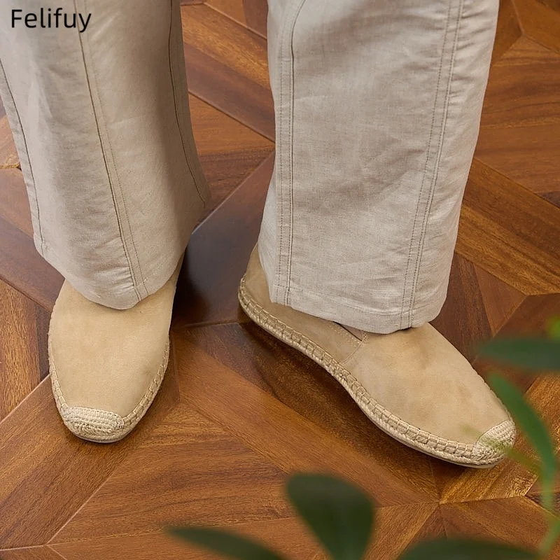 Fashion Men's Fisherman Espadrilles Casual Slip-on Flats Comfortable Breathable Shoes with Durable Sole for Daily Walking Shoes