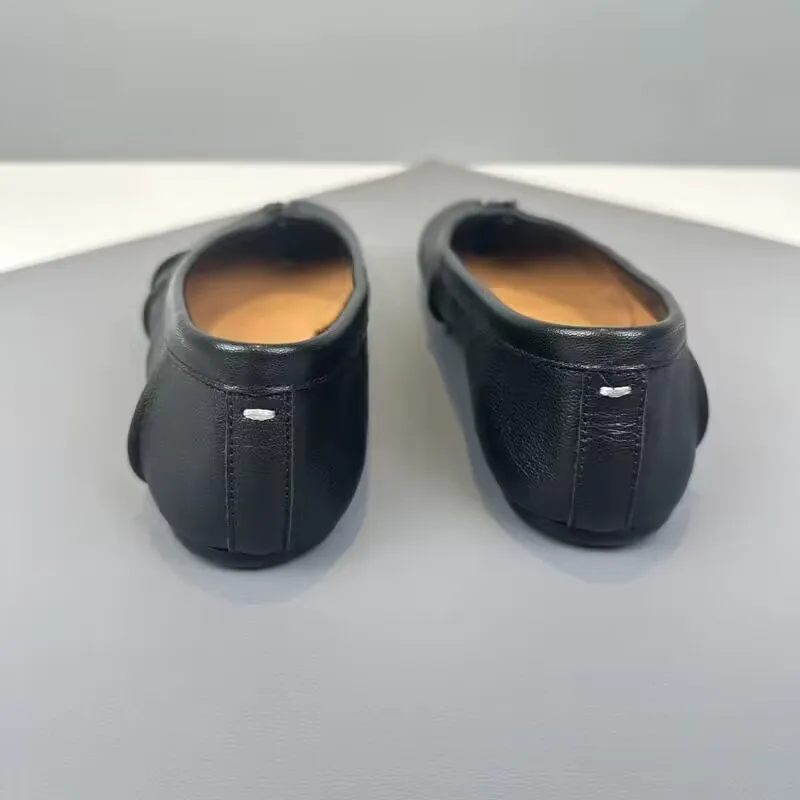 2026 New Women PU Leather Tabi Split Toe Mules Handmade Flat Slides Luxury Design High Quality Fashion Trend Ladies Daily Shoes