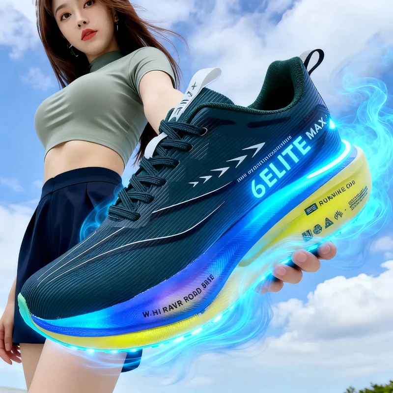 Men Running Shoes Carbon Plate Marathon Speciality Sports Breathable Lightweight Women's Comfortable Nonskid Leisure Sneakers