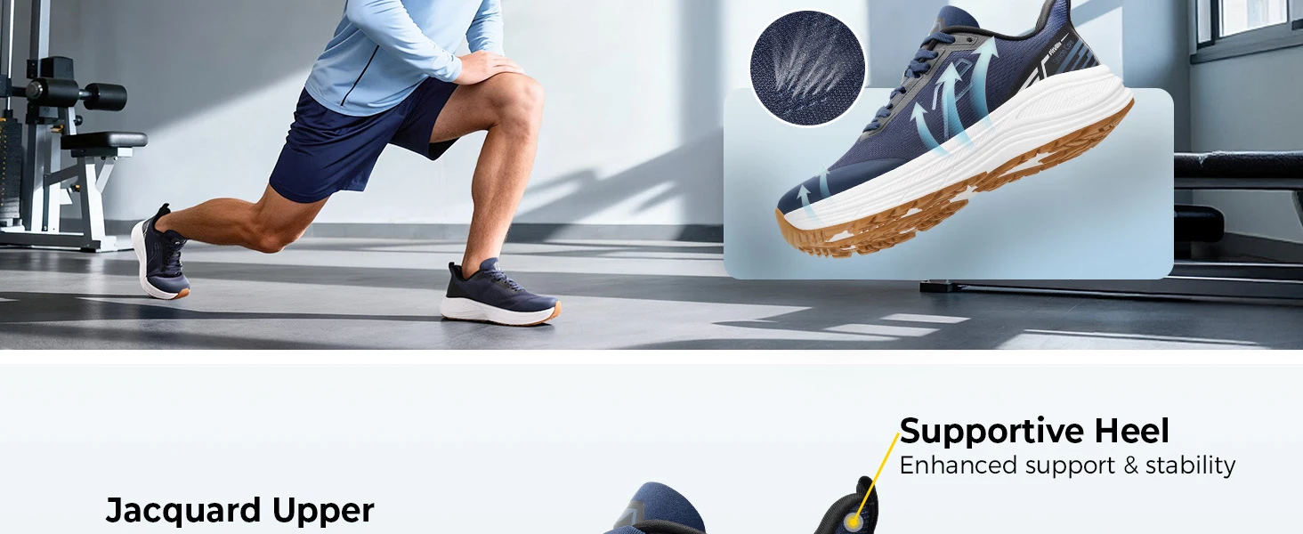Fitville Men's Sports Shoes Wide Athletic Trainers Sneakers Lightweight Thick Sole Jogging Shoes for Men Cushioned Arch Support