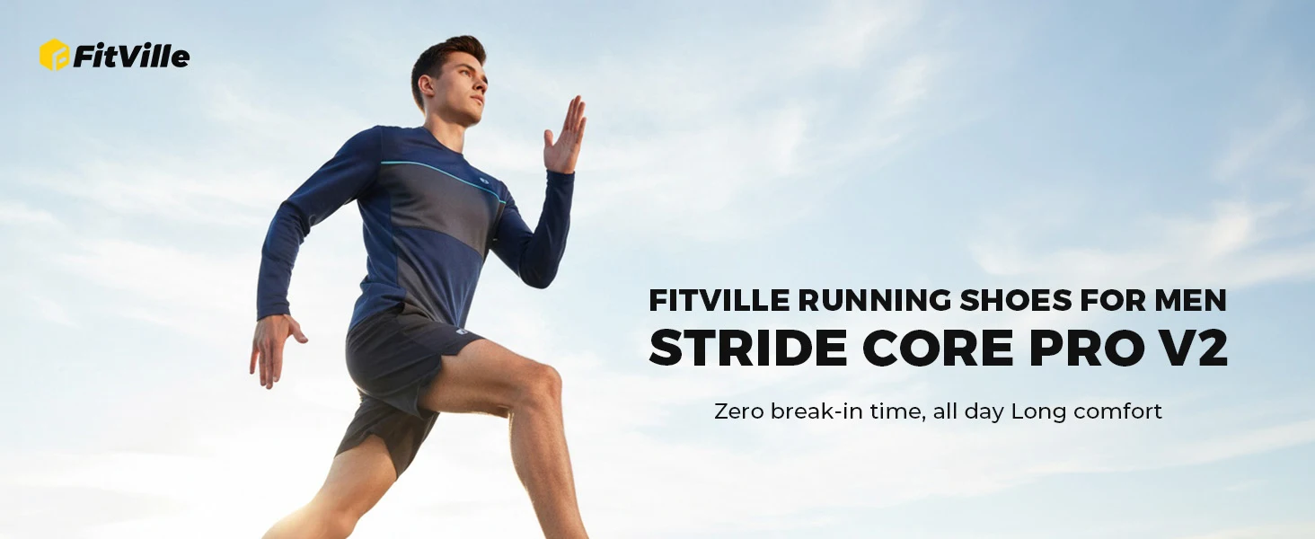 Fitville Men's Sports Shoes Wide Athletic Trainers Sneakers Lightweight Thick Sole Jogging Shoes for Men Cushioned Arch Support