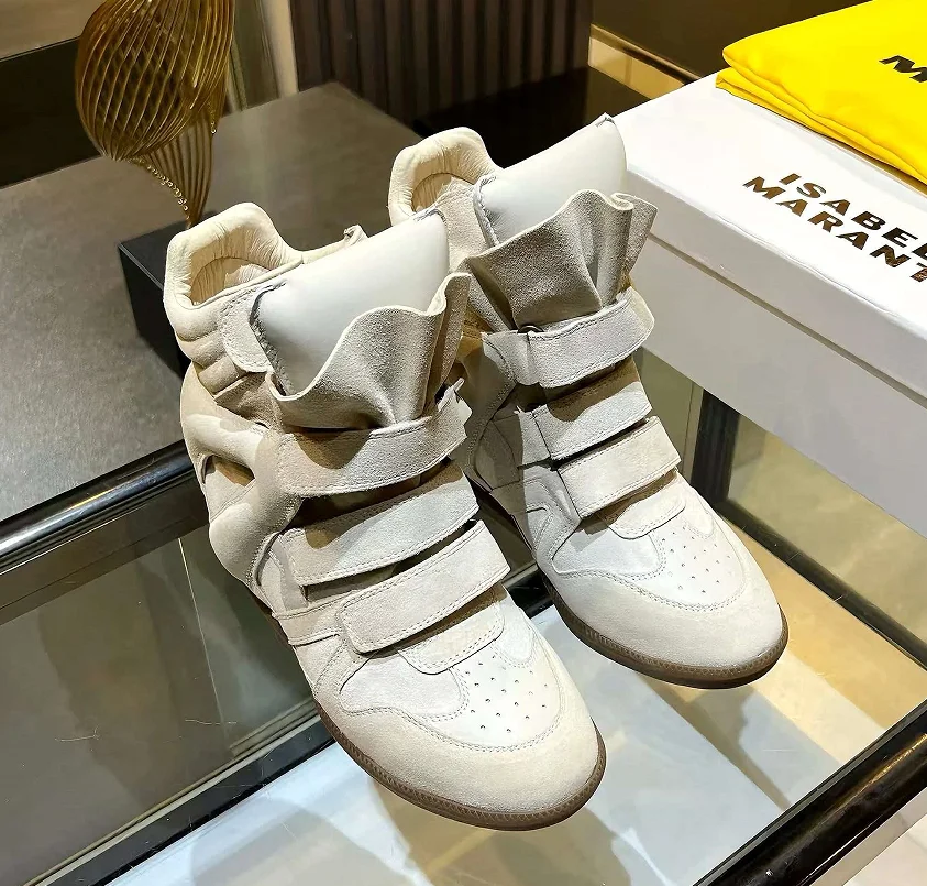 Women's Sneakers New 2026 Autumn Winter Ankle Boots Thick Bottom Leather Casual Shoes Wedge Heels Hook&Loop Sport Shoes
