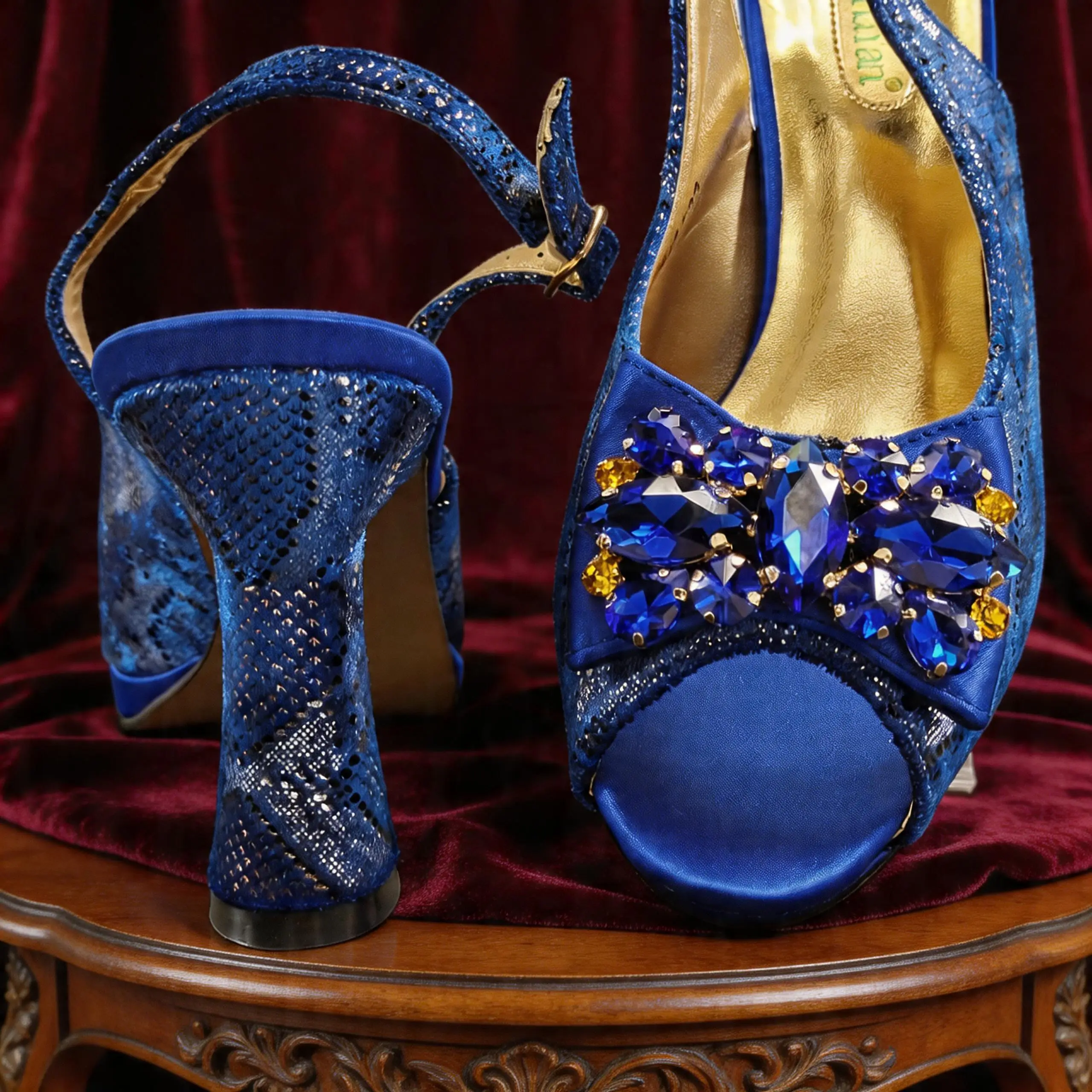 Italian Design Elegant Women's Heel Bigger Size Shoes & Rhinestone Butterfly Bag – Perfect for Weddings & Bridal Accessories