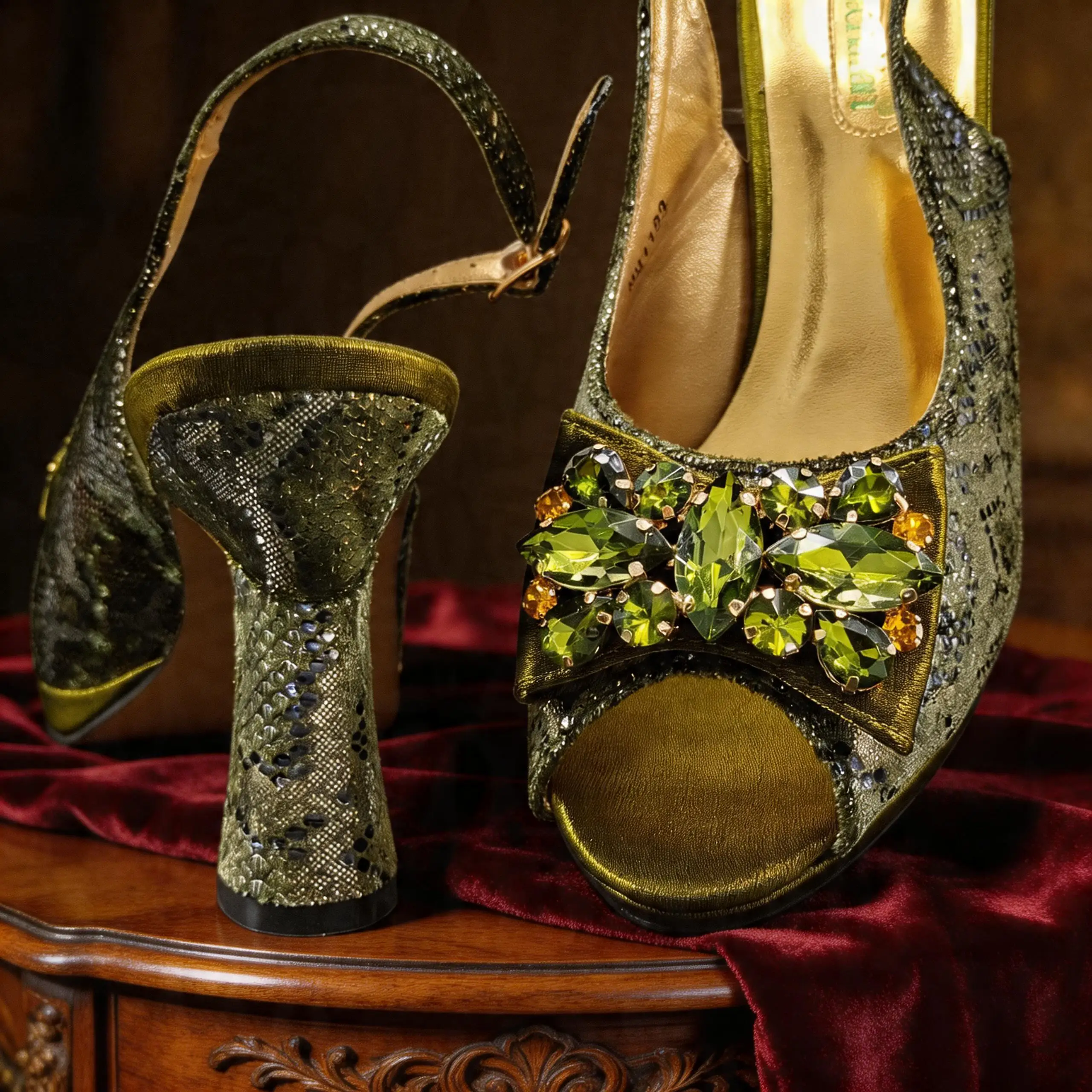 Italian Design Elegant Women's Heel Bigger Size Shoes & Rhinestone Butterfly Bag – Perfect for Weddings & Bridal Accessories