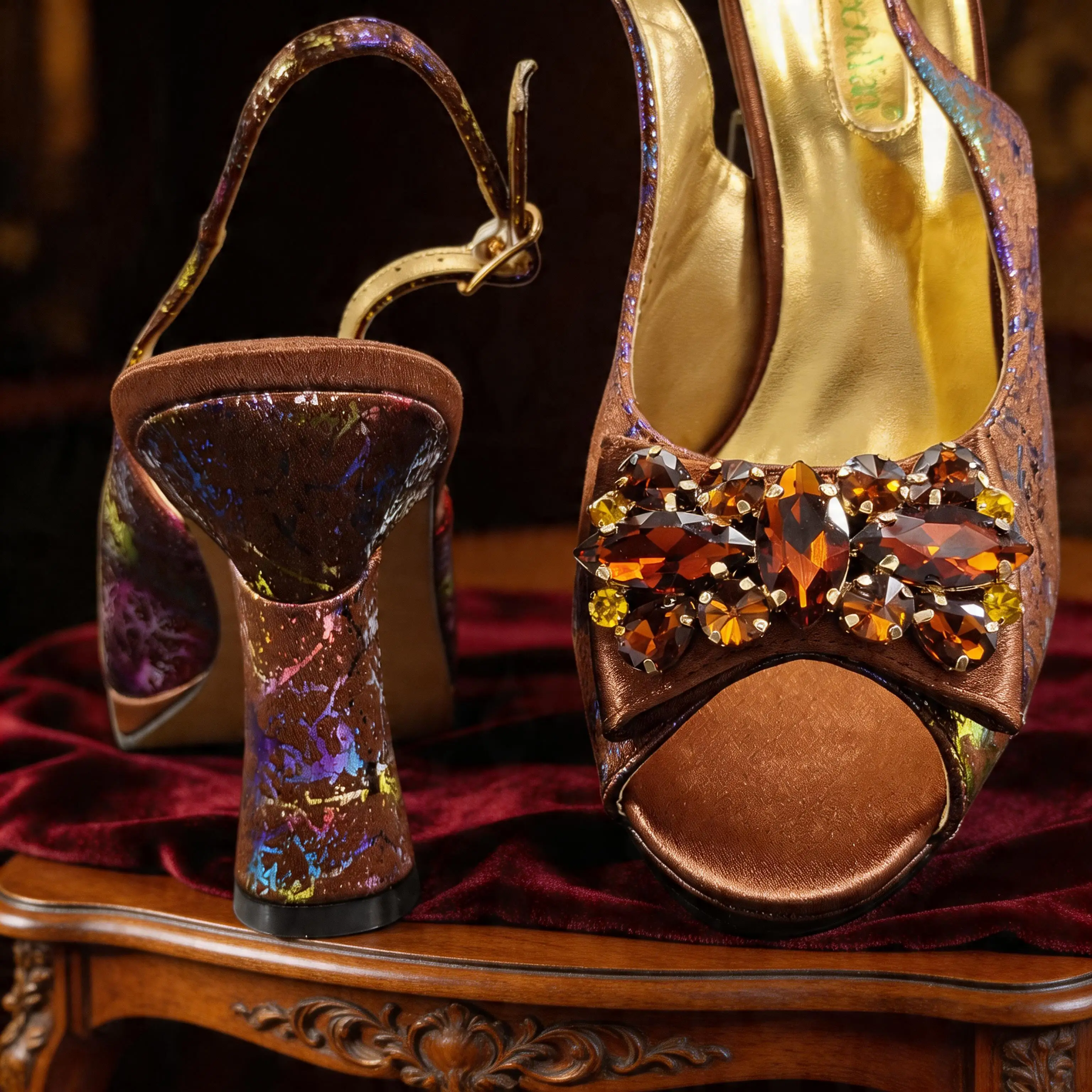 Italian Design Elegant Women's Heel Bigger Size Shoes & Rhinestone Butterfly Bag – Perfect for Weddings & Bridal Accessories