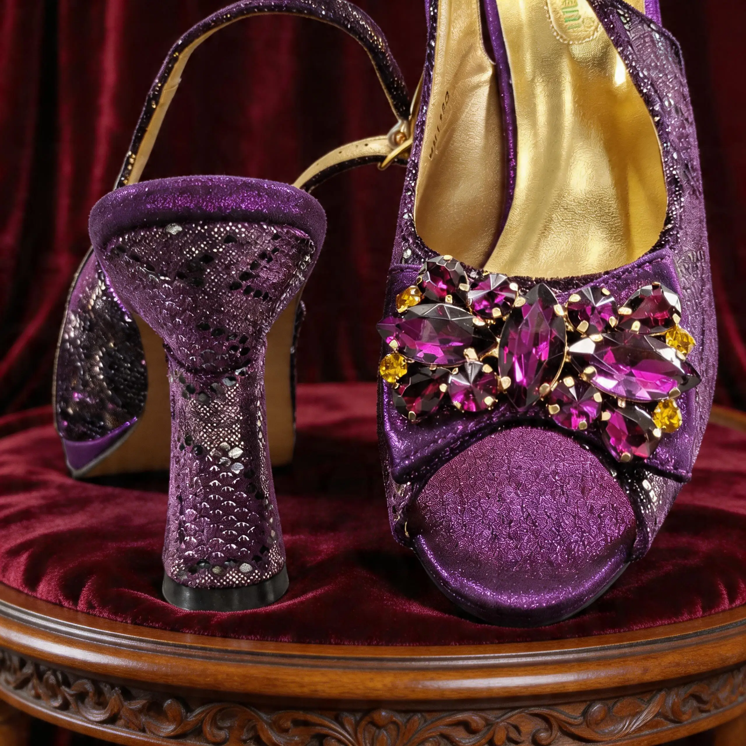 Italian Design Elegant Women's Heel Bigger Size Shoes & Rhinestone Butterfly Bag – Perfect for Weddings & Bridal Accessories