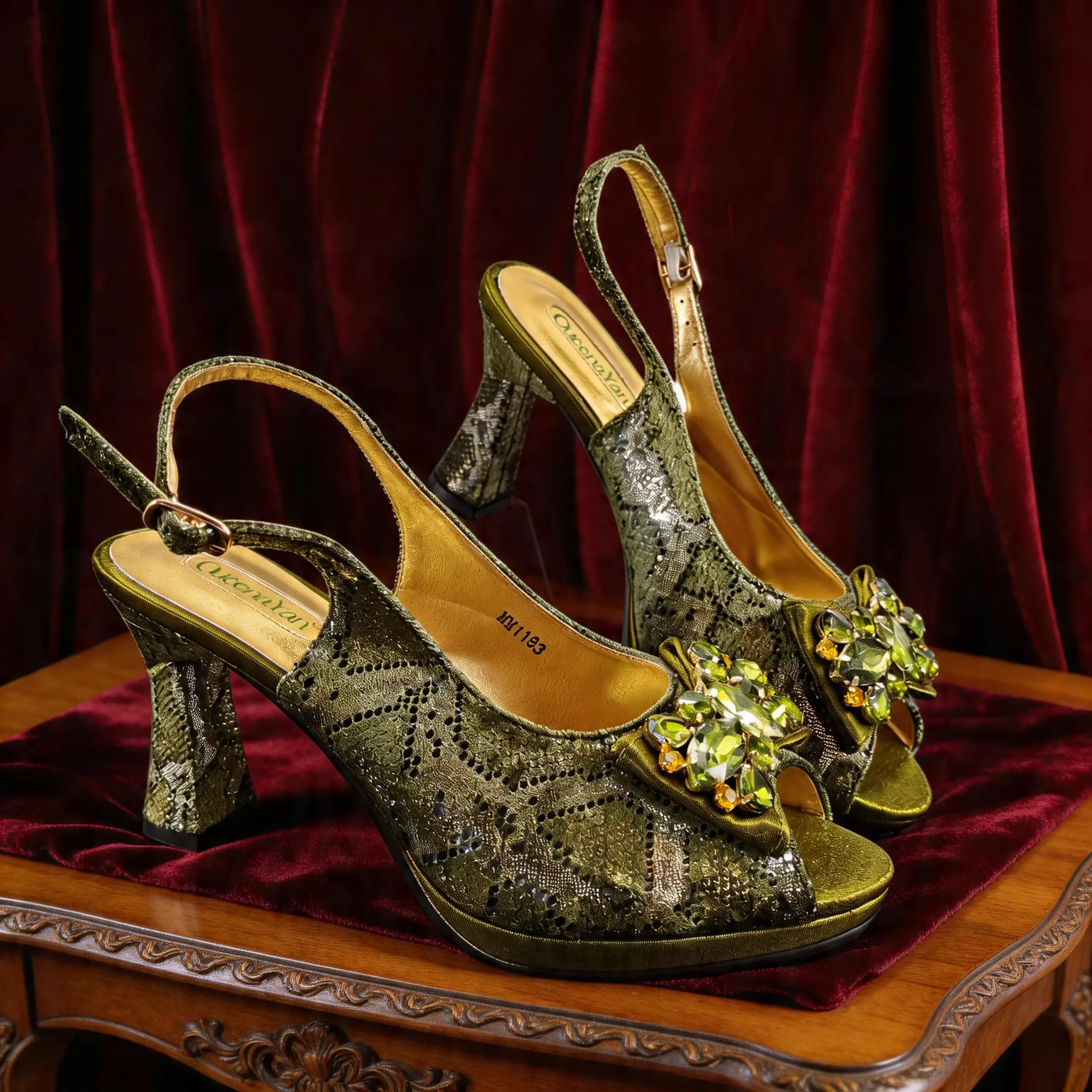Italian Design Elegant Women's Heel Bigger Size Shoes & Rhinestone Butterfly Bag – Perfect for Weddings & Bridal Accessories