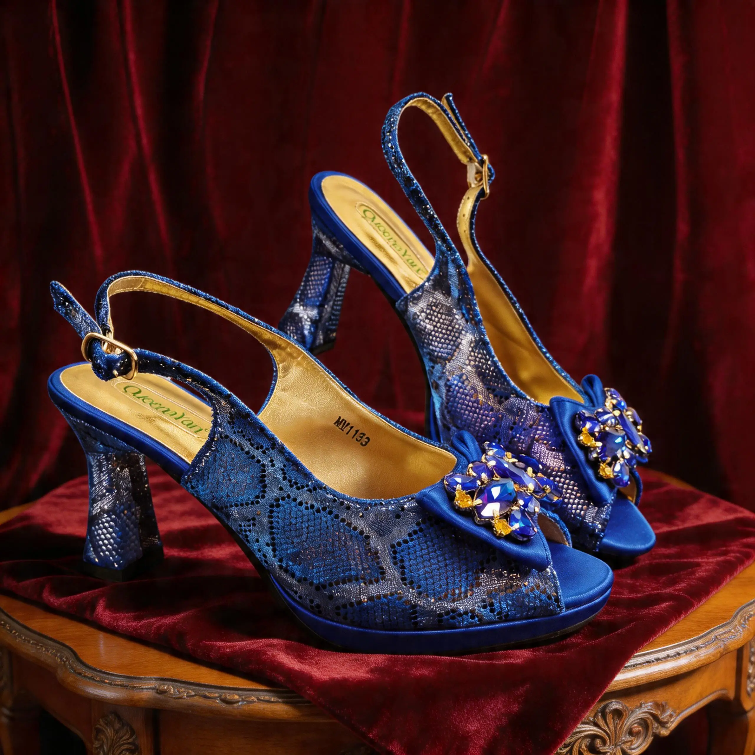 Italian Design Elegant Women's Heel Bigger Size Shoes & Rhinestone Butterfly Bag – Perfect for Weddings & Bridal Accessories