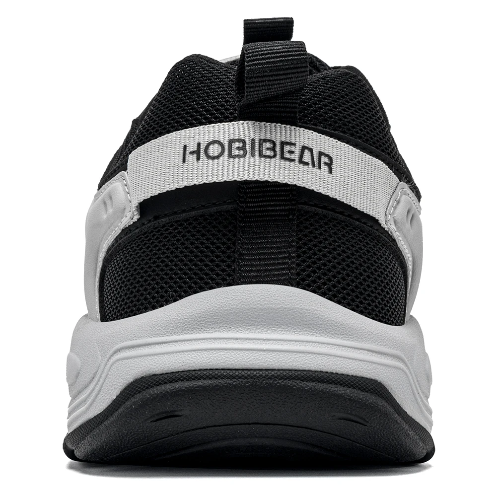 HOBIBEAR Unisex Wide Toe Walking Shoes Lace-Up Cross Trainers Outdoor Travel Artificial Leather Mesh Running Shoes