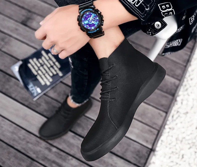 Brand New Winter Men Snow Boots Genuine Leather Warm Plush Men Boots Fashion Lace-up Ankle Boots Autumn Outdoor Men Shoes 38-47