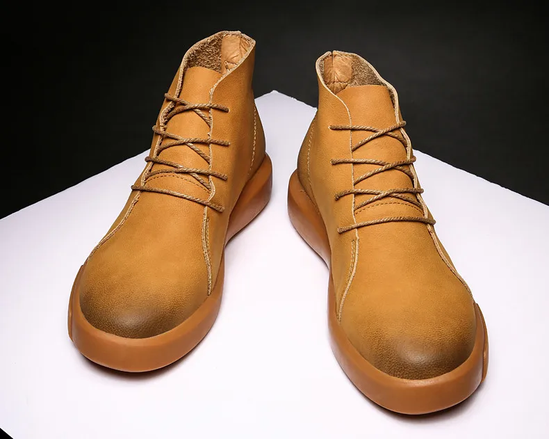Brand New Winter Men Snow Boots Genuine Leather Warm Plush Men Boots Fashion Lace-up Ankle Boots Autumn Outdoor Men Shoes 38-47