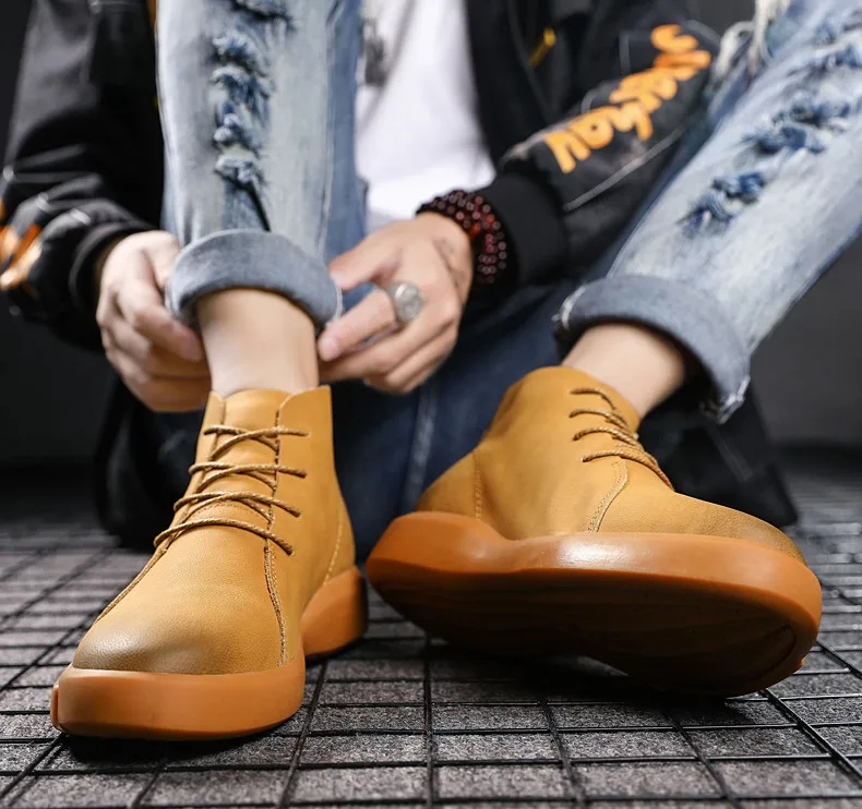 Brand New Winter Men Snow Boots Genuine Leather Warm Plush Men Boots Fashion Lace-up Ankle Boots Autumn Outdoor Men Shoes 38-47