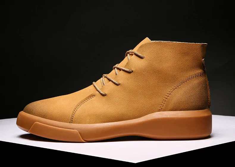 Brand New Winter Men Snow Boots Genuine Leather Warm Plush Men Boots Fashion Lace-up Ankle Boots Autumn Outdoor Men Shoes 38-47