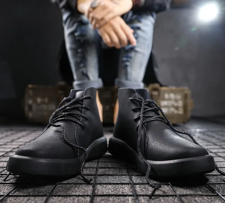 Brand New Winter Men Snow Boots Genuine Leather Warm Plush Men Boots Fashion Lace-up Ankle Boots Autumn Outdoor Men Shoes 38-47