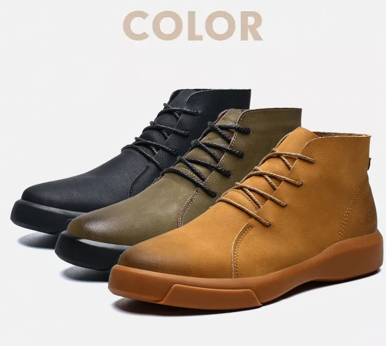 Brand New Winter Men Snow Boots Genuine Leather Warm Plush Men Boots Fashion Lace-up Ankle Boots Autumn Outdoor Men Shoes 38-47