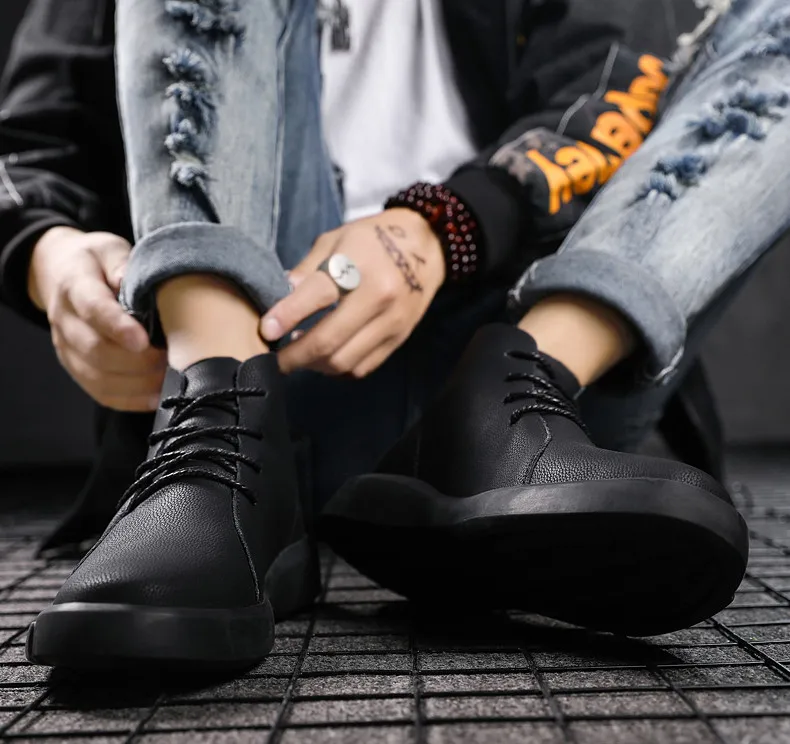 Brand New Winter Men Snow Boots Genuine Leather Warm Plush Men Boots Fashion Lace-up Ankle Boots Autumn Outdoor Men Shoes 38-47