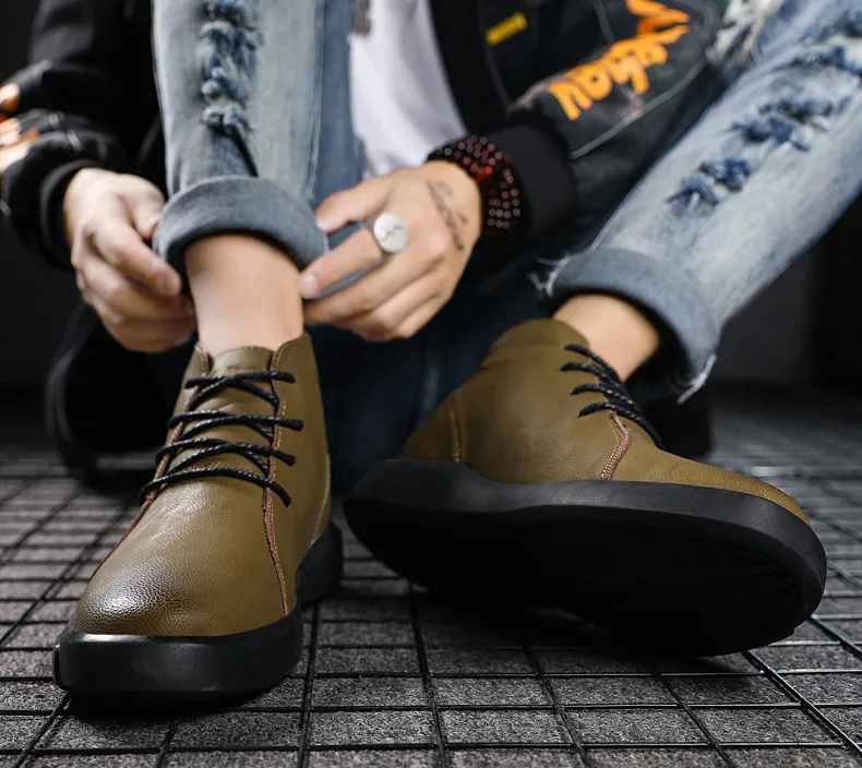 Brand New Winter Men Snow Boots Genuine Leather Warm Plush Men Boots Fashion Lace-up Ankle Boots Autumn Outdoor Men Shoes 38-47