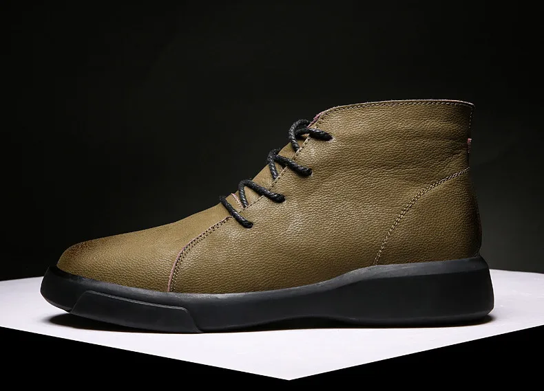 Brand New Winter Men Snow Boots Genuine Leather Warm Plush Men Boots Fashion Lace-up Ankle Boots Autumn Outdoor Men Shoes 38-47
