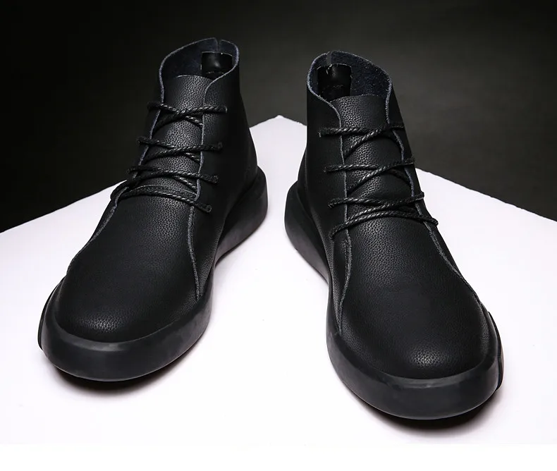 Brand New Winter Men Snow Boots Genuine Leather Warm Plush Men Boots Fashion Lace-up Ankle Boots Autumn Outdoor Men Shoes 38-47
