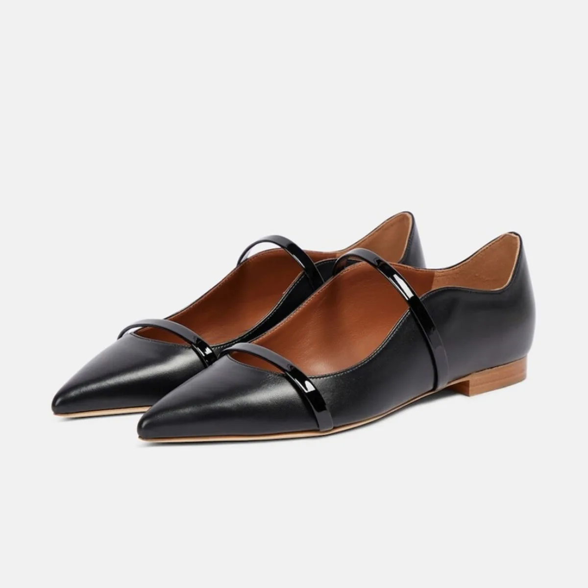 Arden Furtado Spring Mixed Colors Mary Jane Flats Pointed Toe Shallow One-word Band Single Shoe Extra Large Size Commuter Shoes
