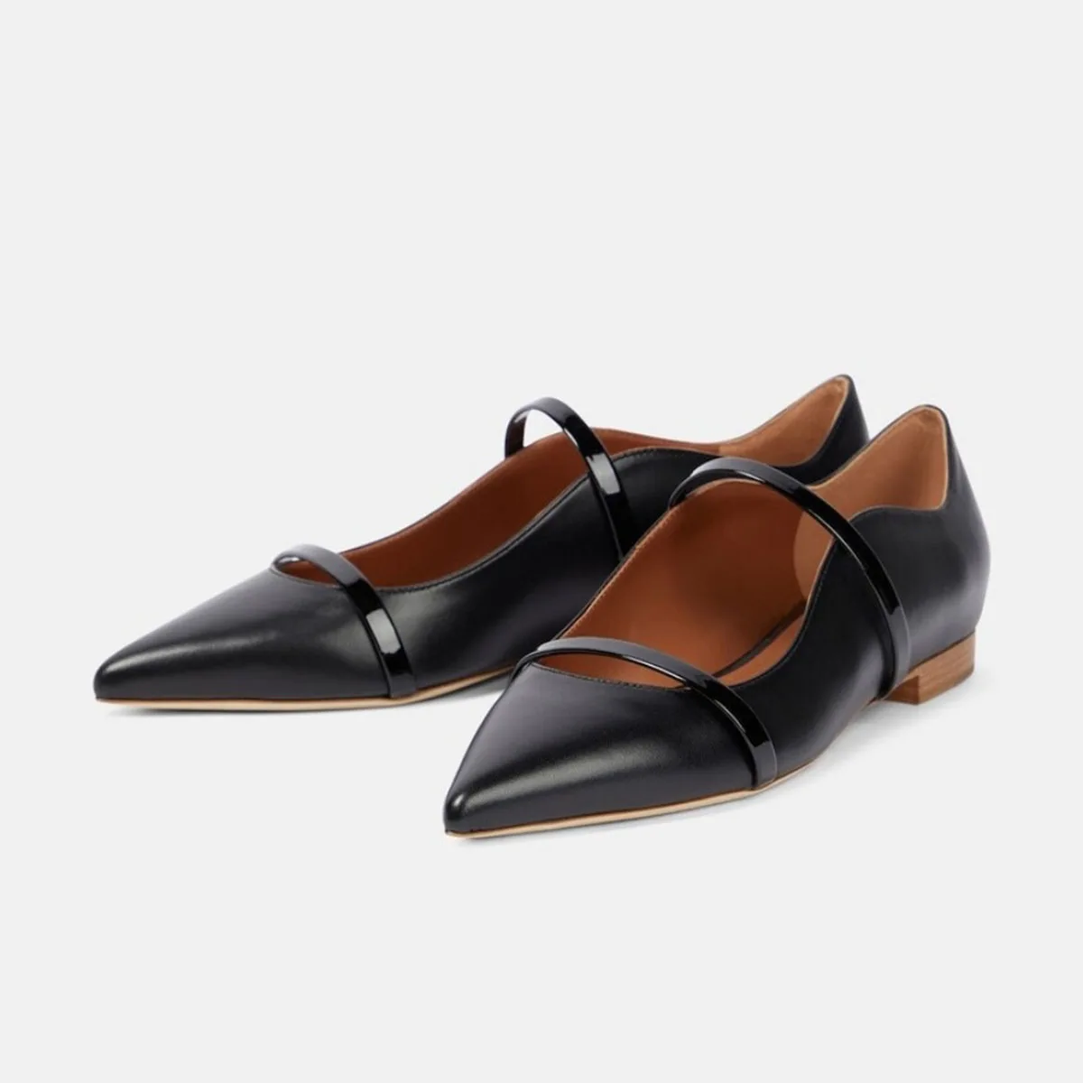 Arden Furtado Spring Mixed Colors Mary Jane Flats Pointed Toe Shallow One-word Band Single Shoe Extra Large Size Commuter Shoes
