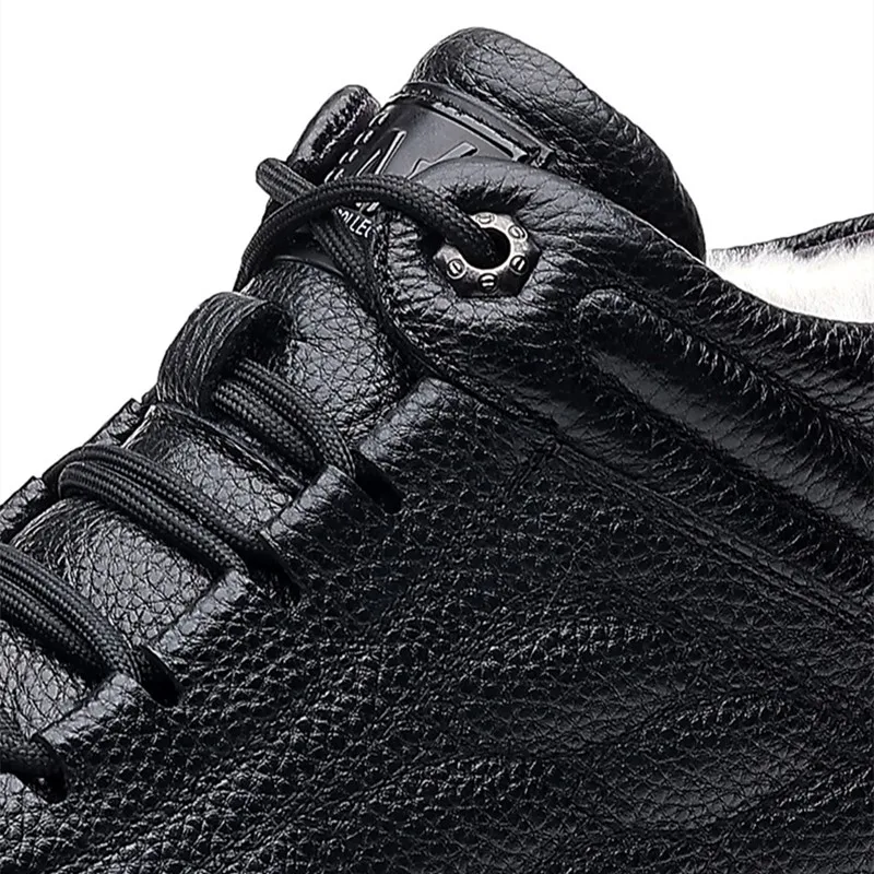 DIMANYU Men Genuine Leather Winter Snow Boots Warm High‑Top Men Casual Boots Non‑Slip Lace‑Up Male Ankle Booots Footwear