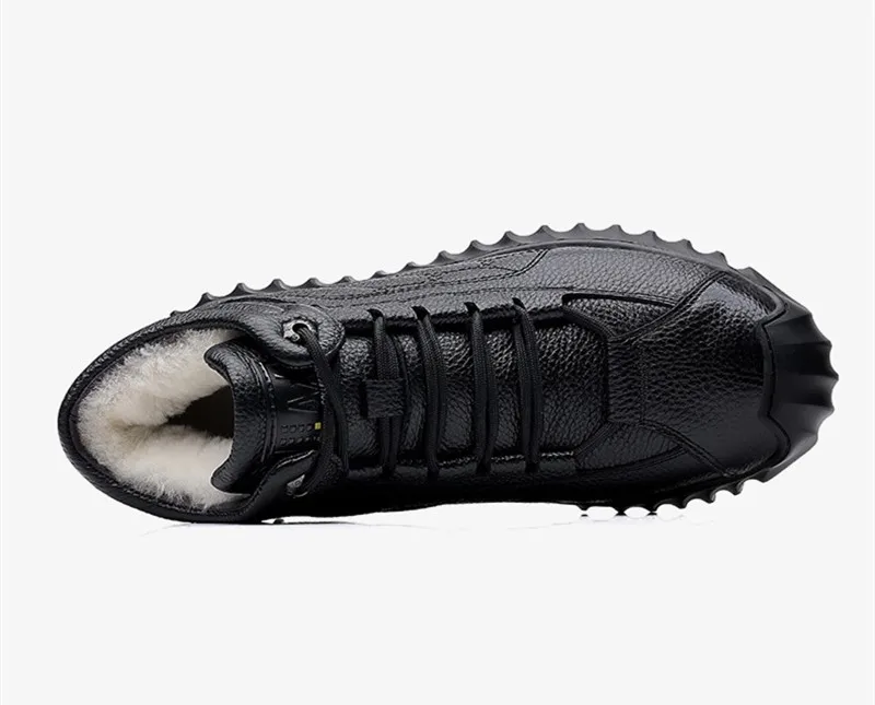 DIMANYU Men Genuine Leather Winter Snow Boots Warm High‑Top Men Casual Boots Non‑Slip Lace‑Up Male Ankle Booots Footwear