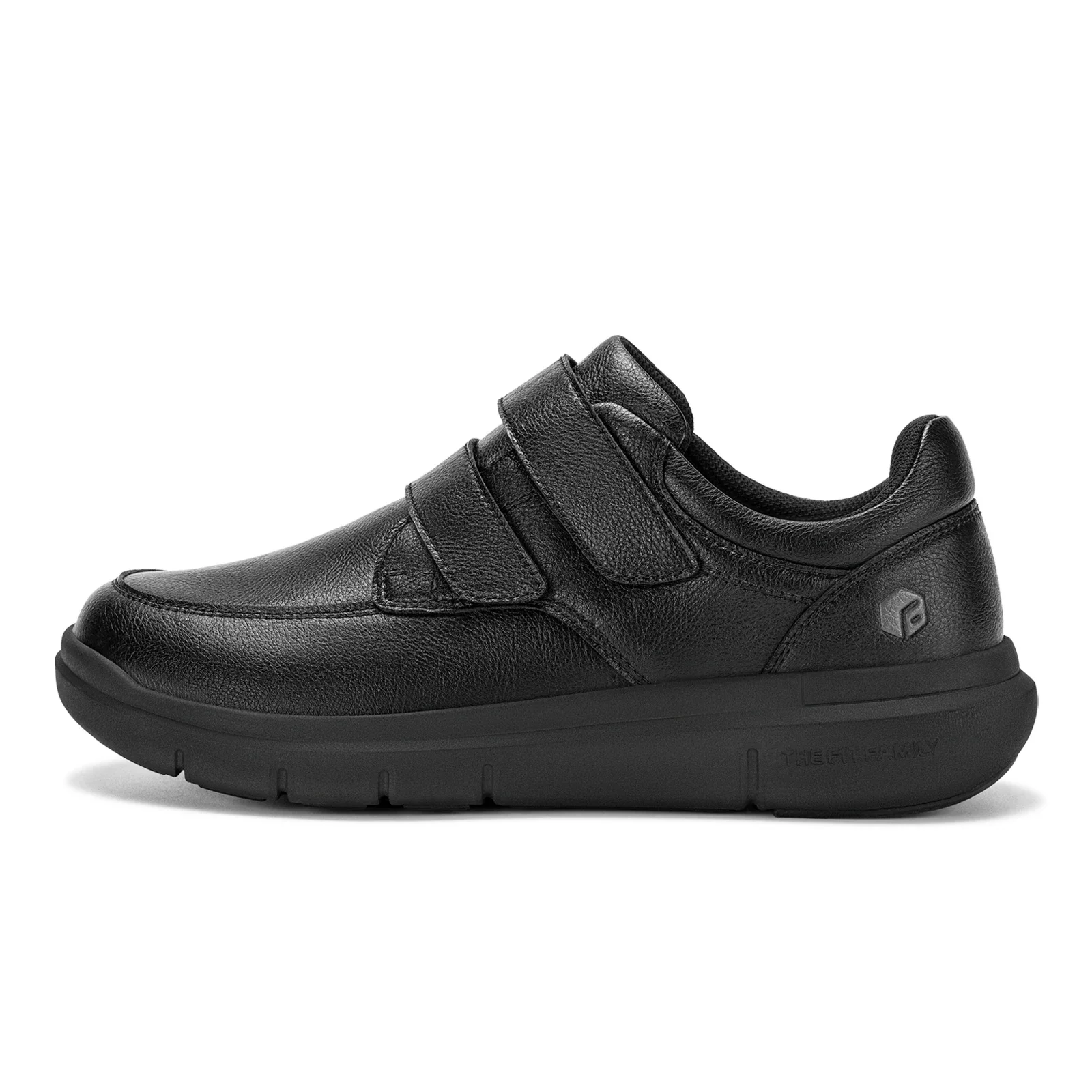 FitVille Men's Wide Walking Shoes Hook and Loop Comfortable Leather Business Shoes Orthopedic Diabetic Shoes for Swollen Feet