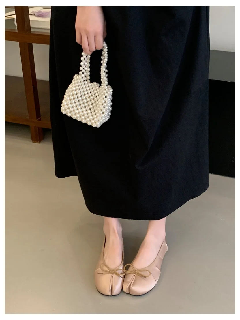 2026 Fashion Woman Flats Split Toe Tabi Shoes Bow Knot Ballet Dress Ballerina Comfortable Retro Mary Janes Shoes Footwear Mujer