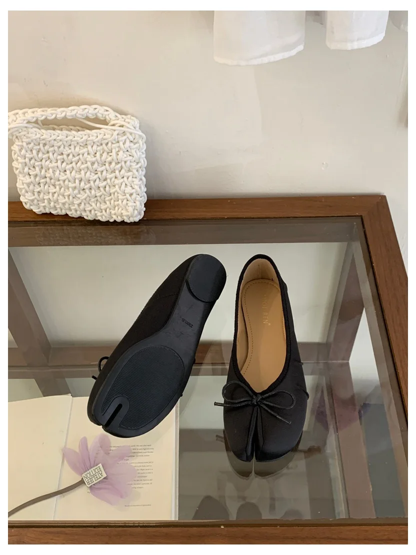 2026 Fashion Woman Flats Split Toe Tabi Shoes Bow Knot Ballet Dress Ballerina Comfortable Retro Mary Janes Shoes Footwear Mujer