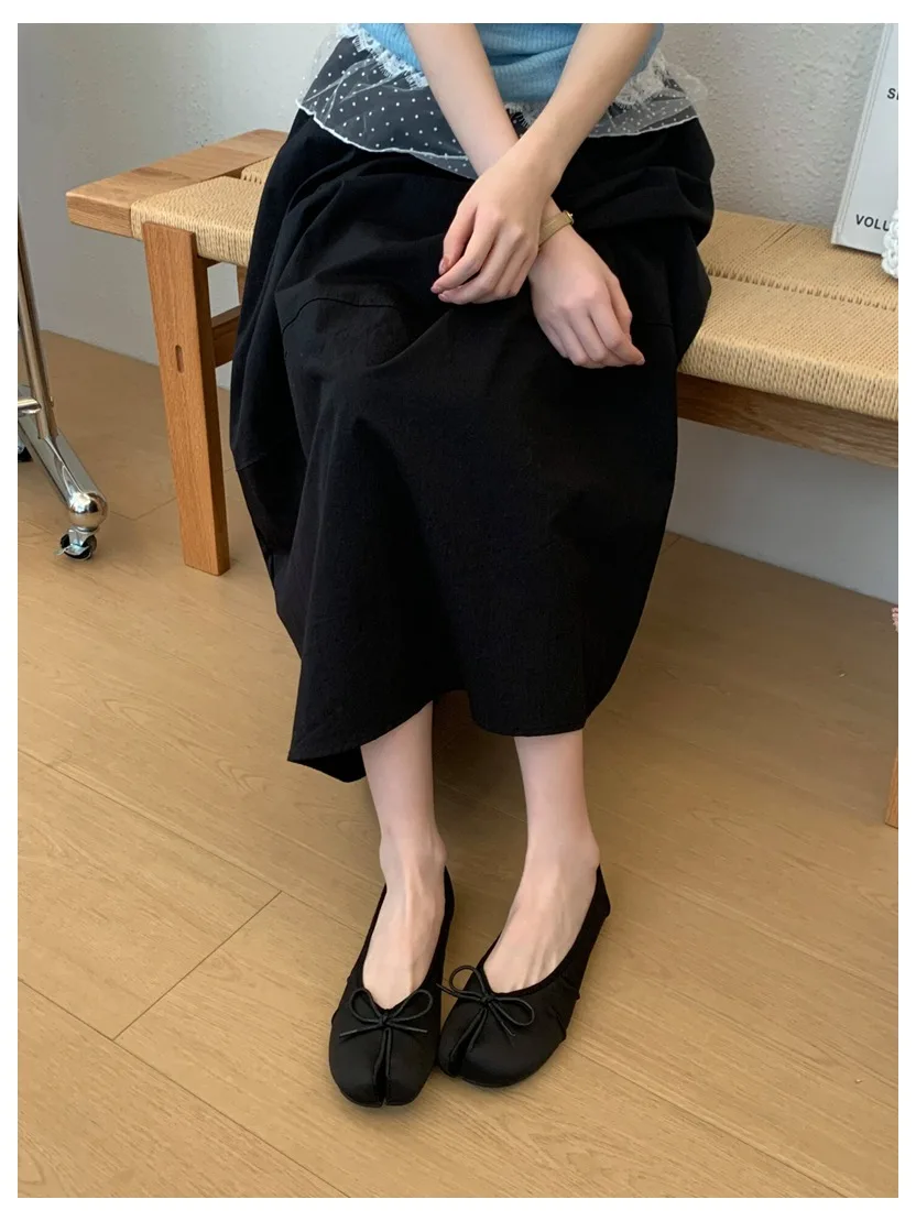 2026 Fashion Woman Flats Split Toe Tabi Shoes Bow Knot Ballet Dress Ballerina Comfortable Retro Mary Janes Shoes Footwear Mujer