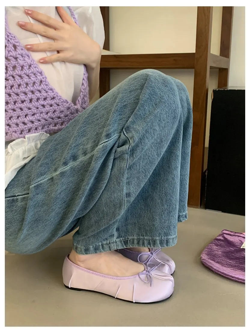 2026 Fashion Woman Flats Split Toe Tabi Shoes Bow Knot Ballet Dress Ballerina Comfortable Retro Mary Janes Shoes Footwear Mujer
