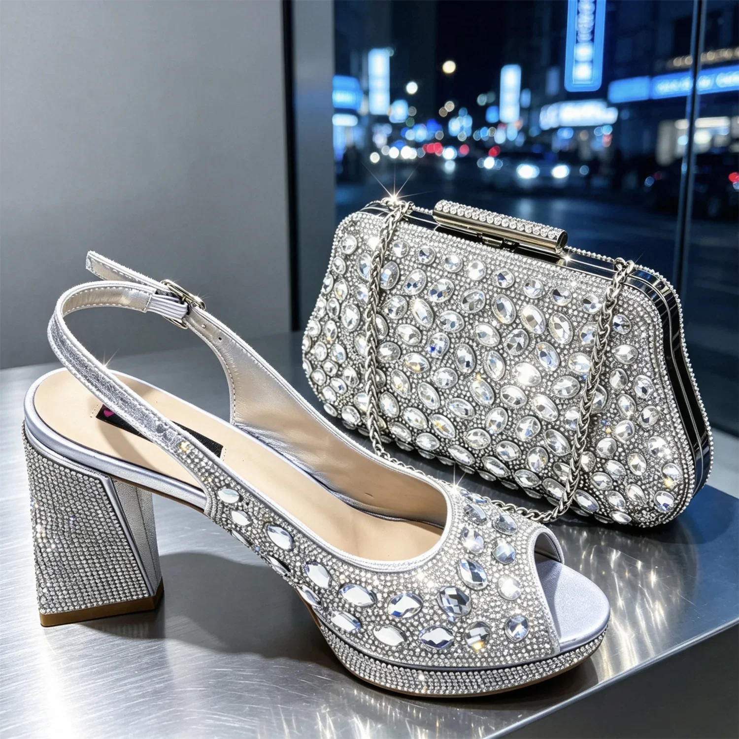 Elegant Italian-Inspired High Heels and Matching Bag Set for Women - Perfect for Weddings and Parties - Trendy Fashion