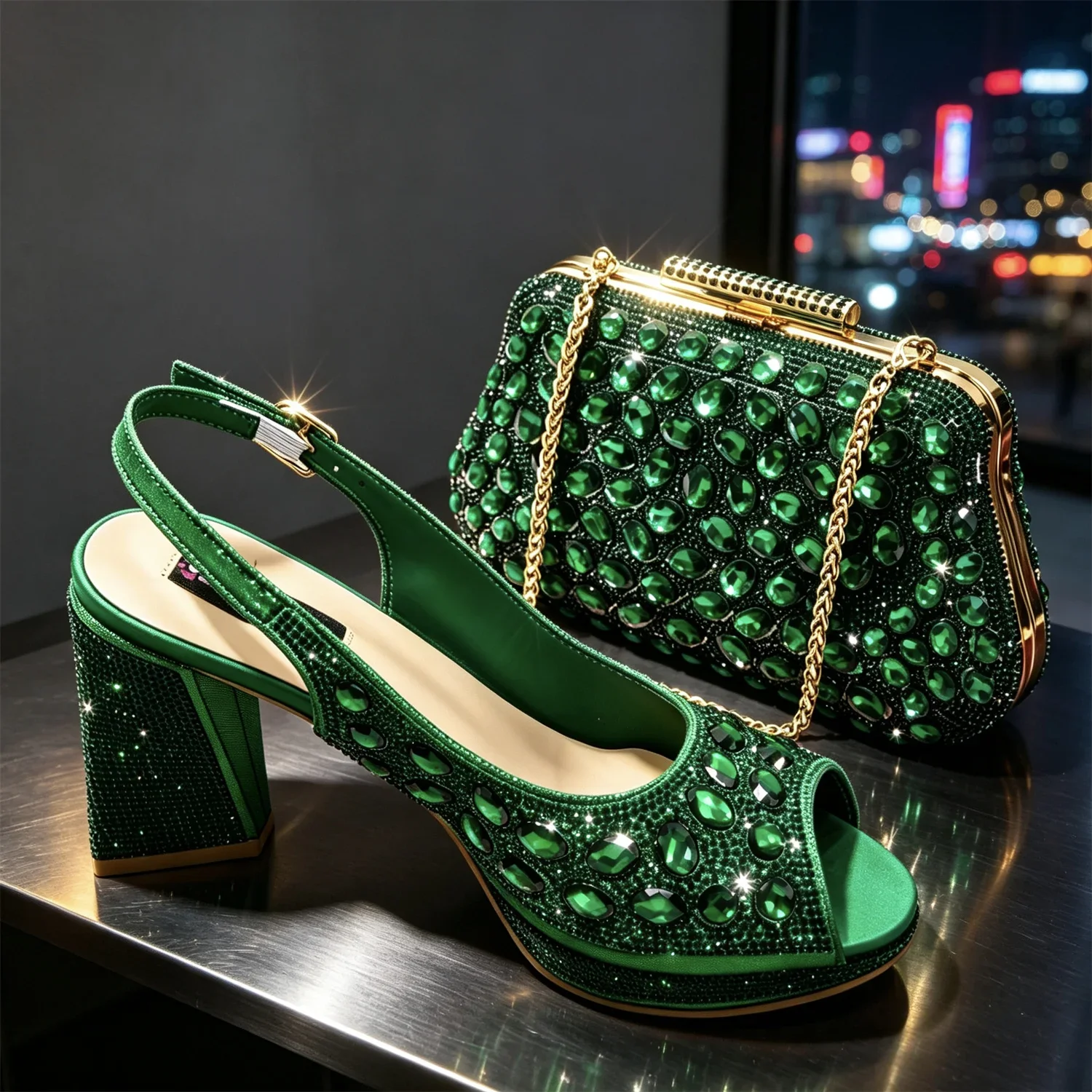 Elegant Italian-Inspired High Heels and Matching Bag Set for Women - Perfect for Weddings and Parties - Trendy Fashion
