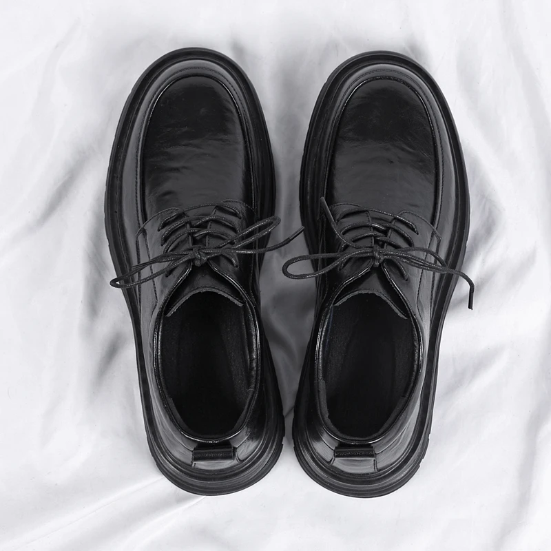 Spring New Lace Up Oxford Shoes High-quality Men's Comfortable Genuine Leather British Thick Soled Business Dress Leather Shoes