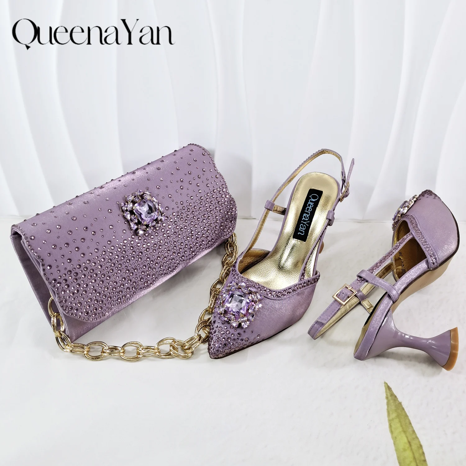 Best-selling shoes Matching bag combinations in Europe and America Diamond-embellished Bag And Shoes from the workplace Or Party