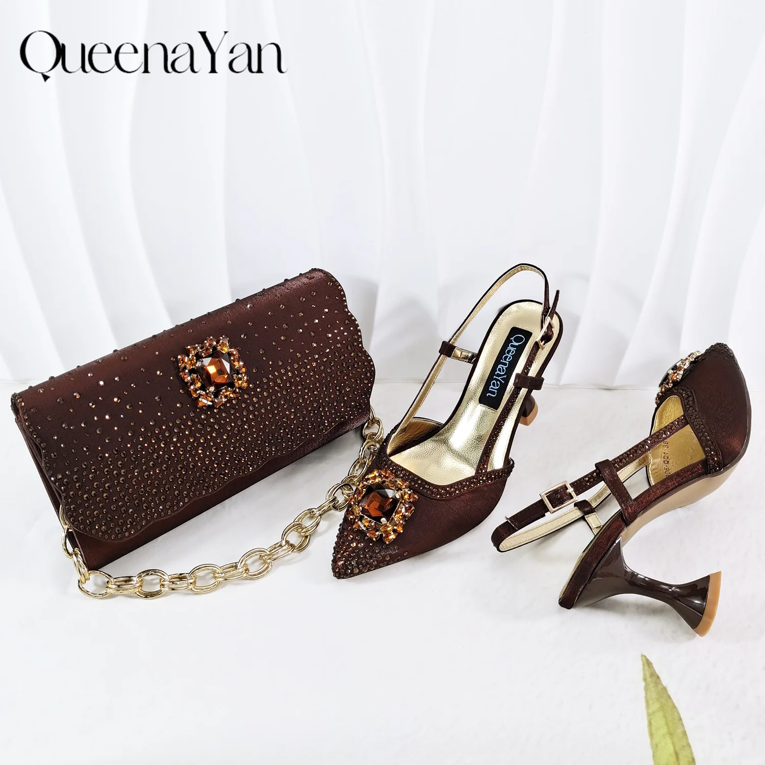 Best-selling shoes Matching bag combinations in Europe and America Diamond-embellished Bag And Shoes from the workplace Or Party